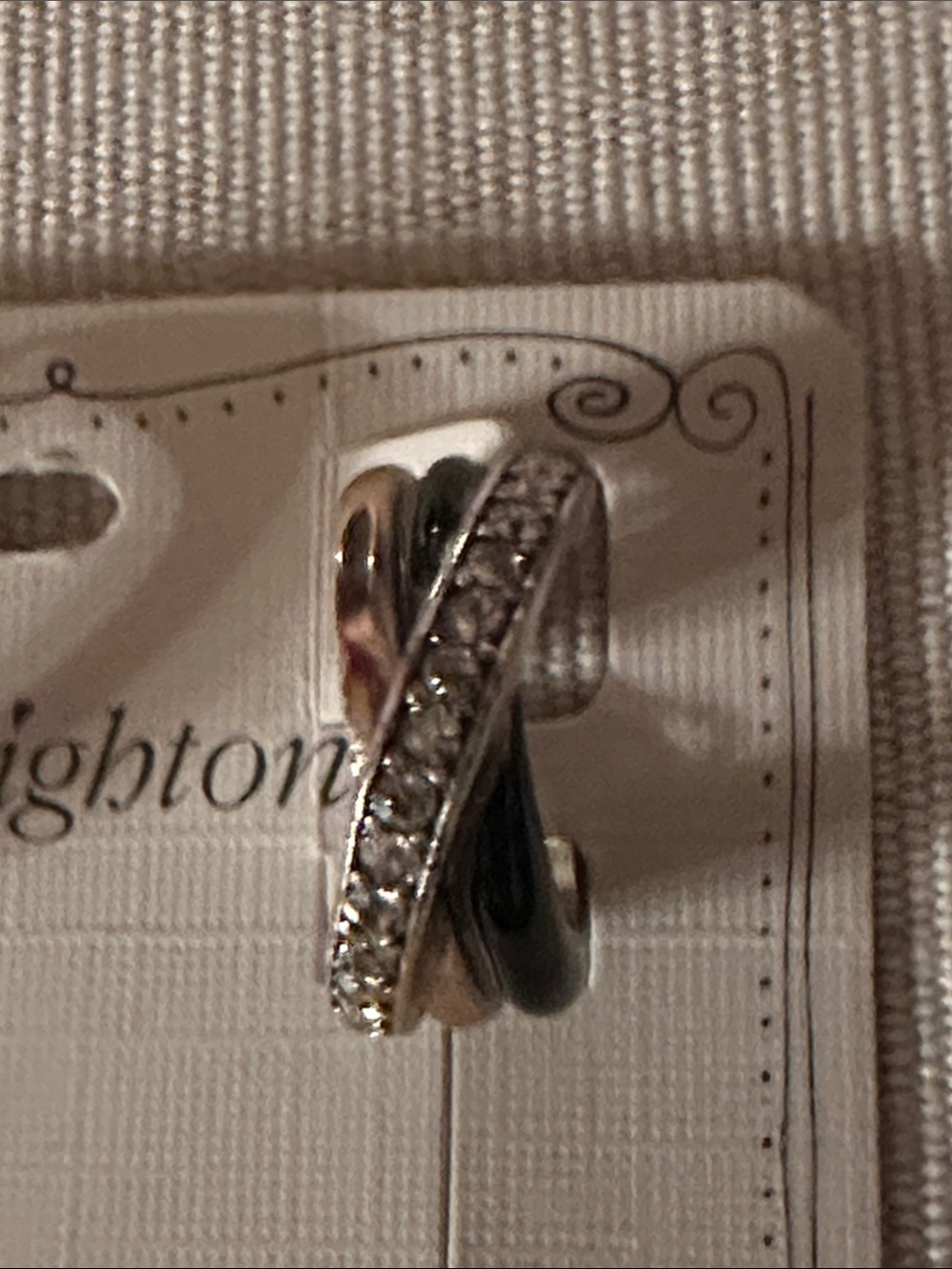 Brighton Silver-Tone Twisted Hoop Earrings with Crystals - Picture 3 of 3